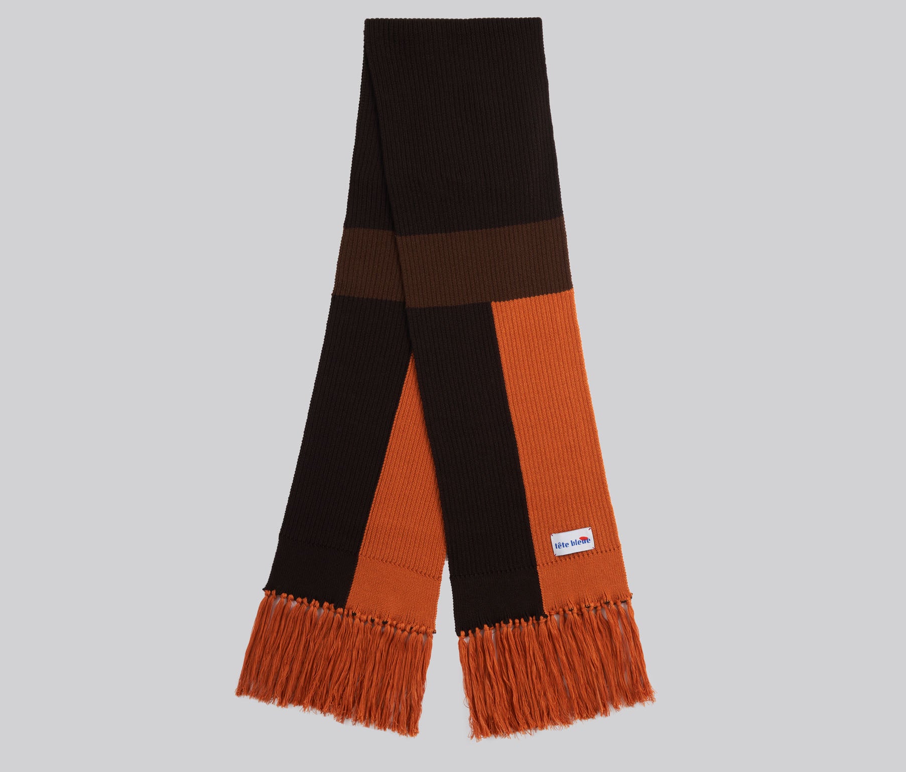 Romy Color-Blocked Knit Scarf  | Orange