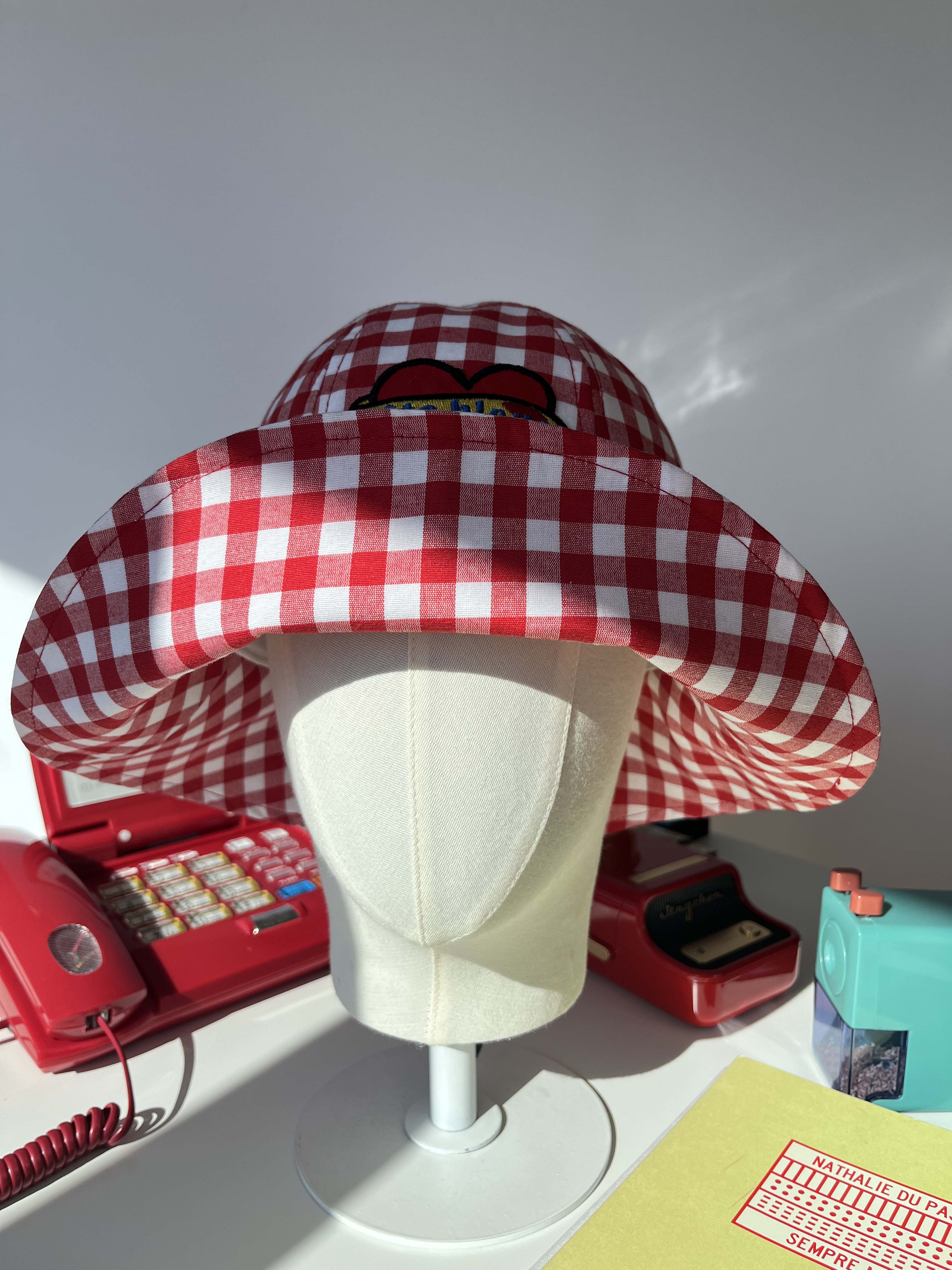 Bardot Heart-Patch Sun Hat | Red Vichy