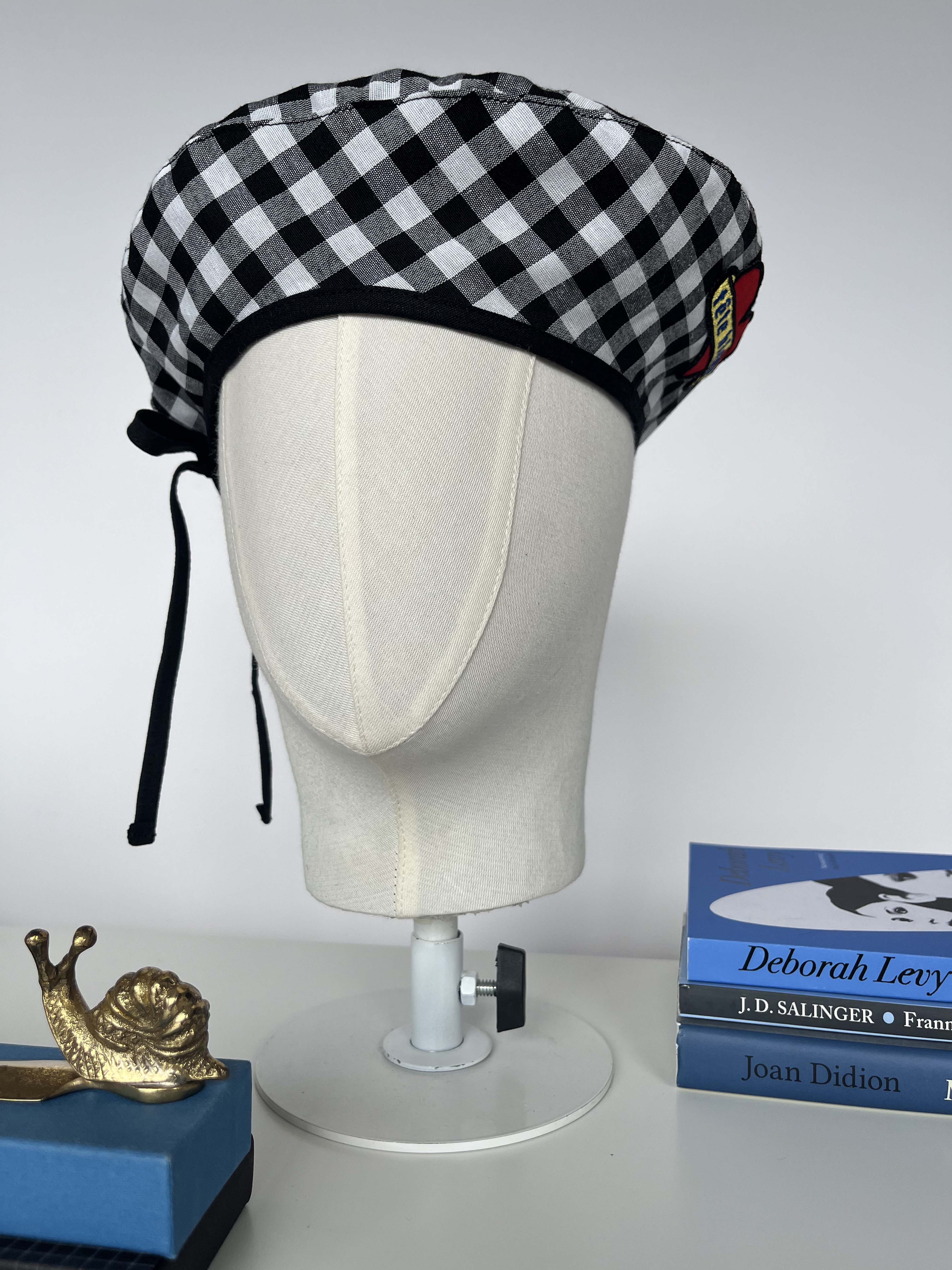 Lilou Tie-Back French Beret | Vichy Black