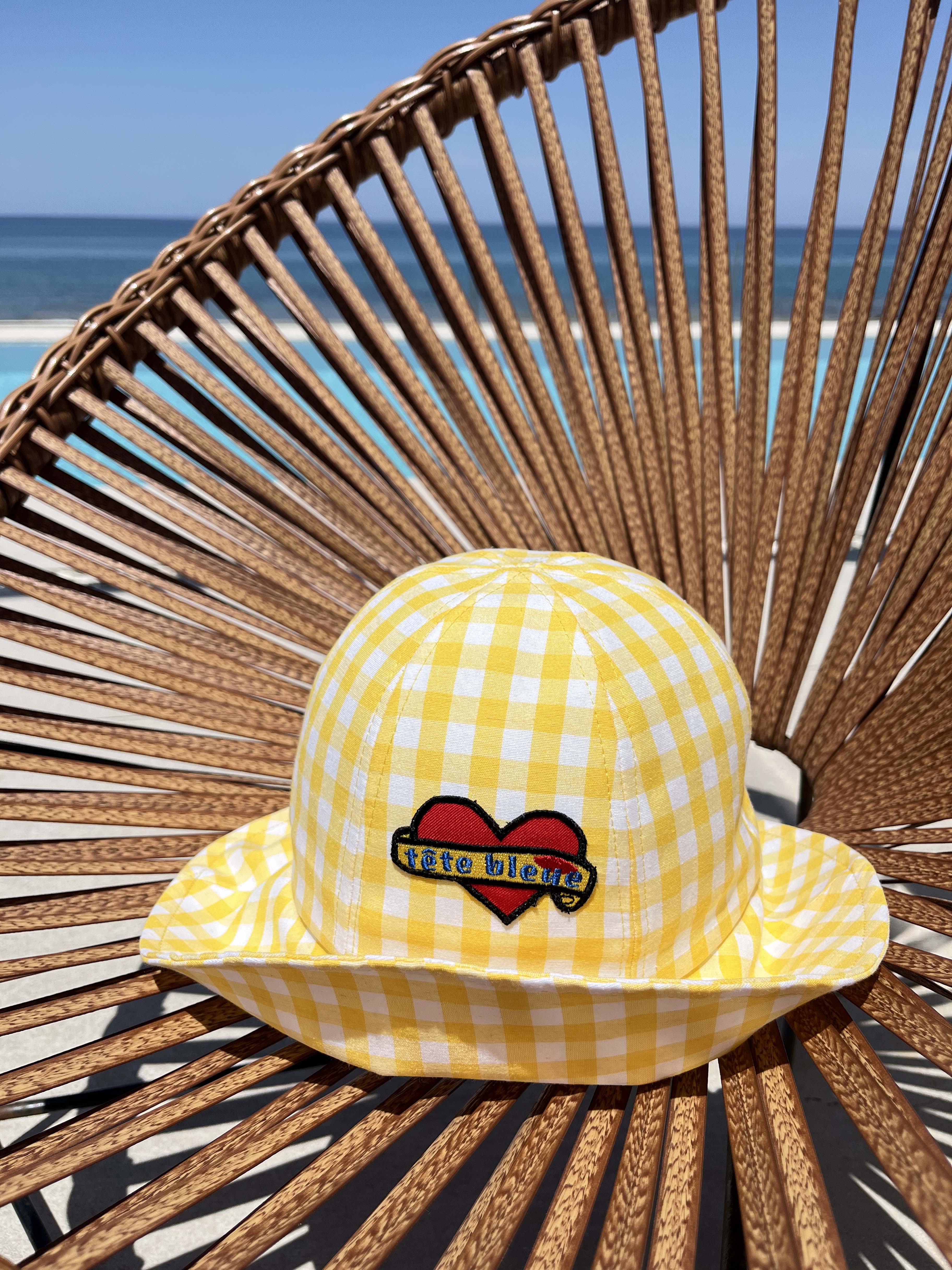 Bardot Heart-Patch Sun Hat | Yellow Vichy