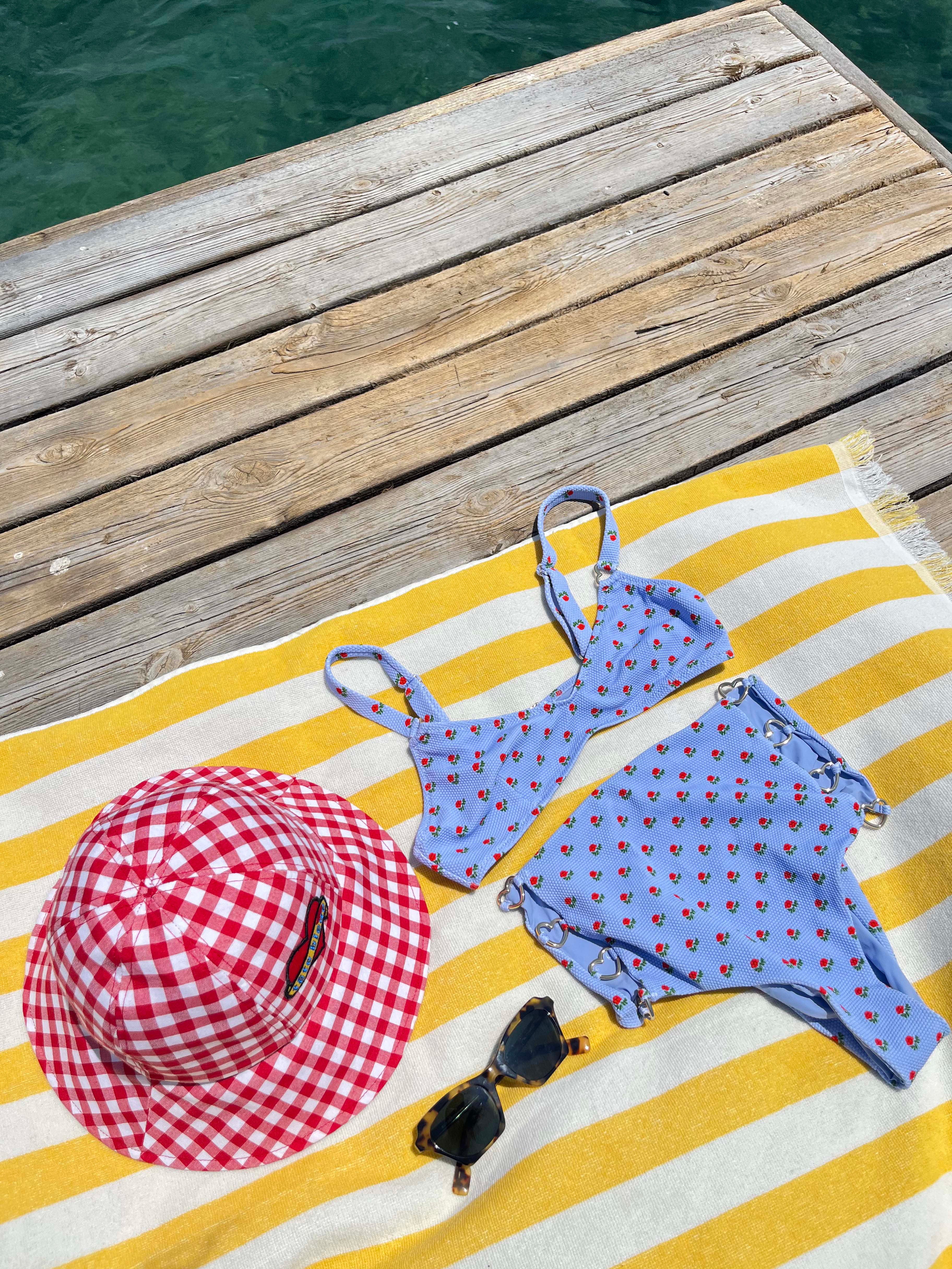 Bardot Heart-Patch Sun Hat | Red Vichy