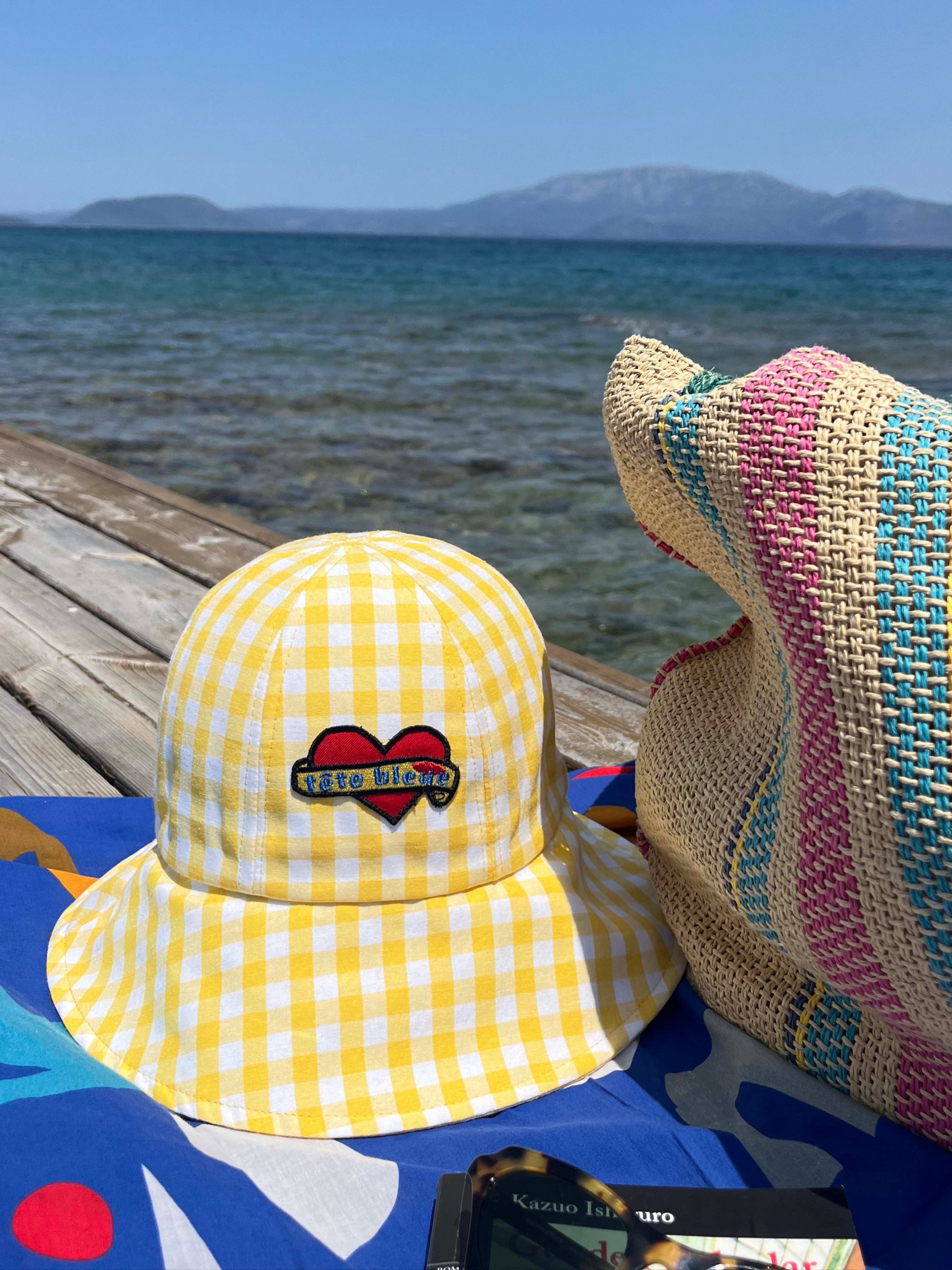 Bardot Heart-Patch Sun Hat | Yellow Vichy