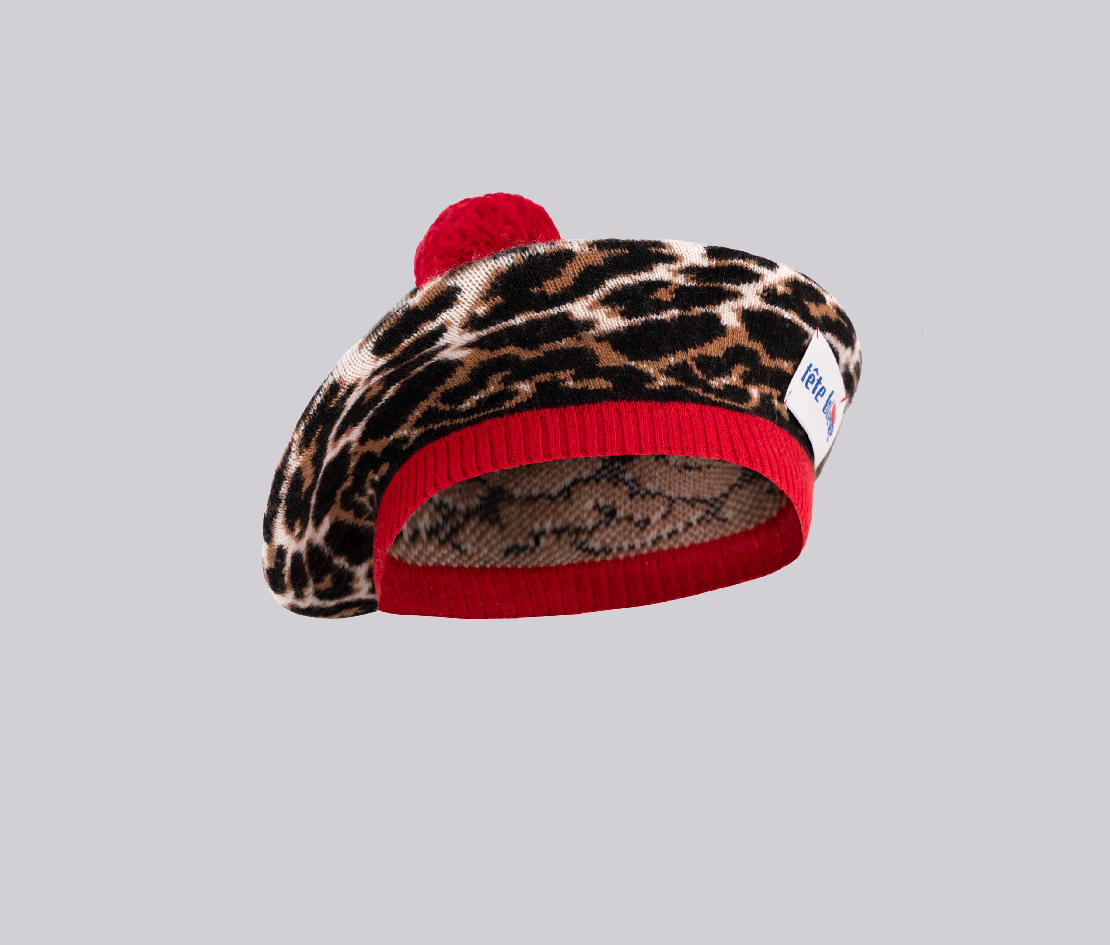 Clement Cashmere-Blend French Beret | Leopard