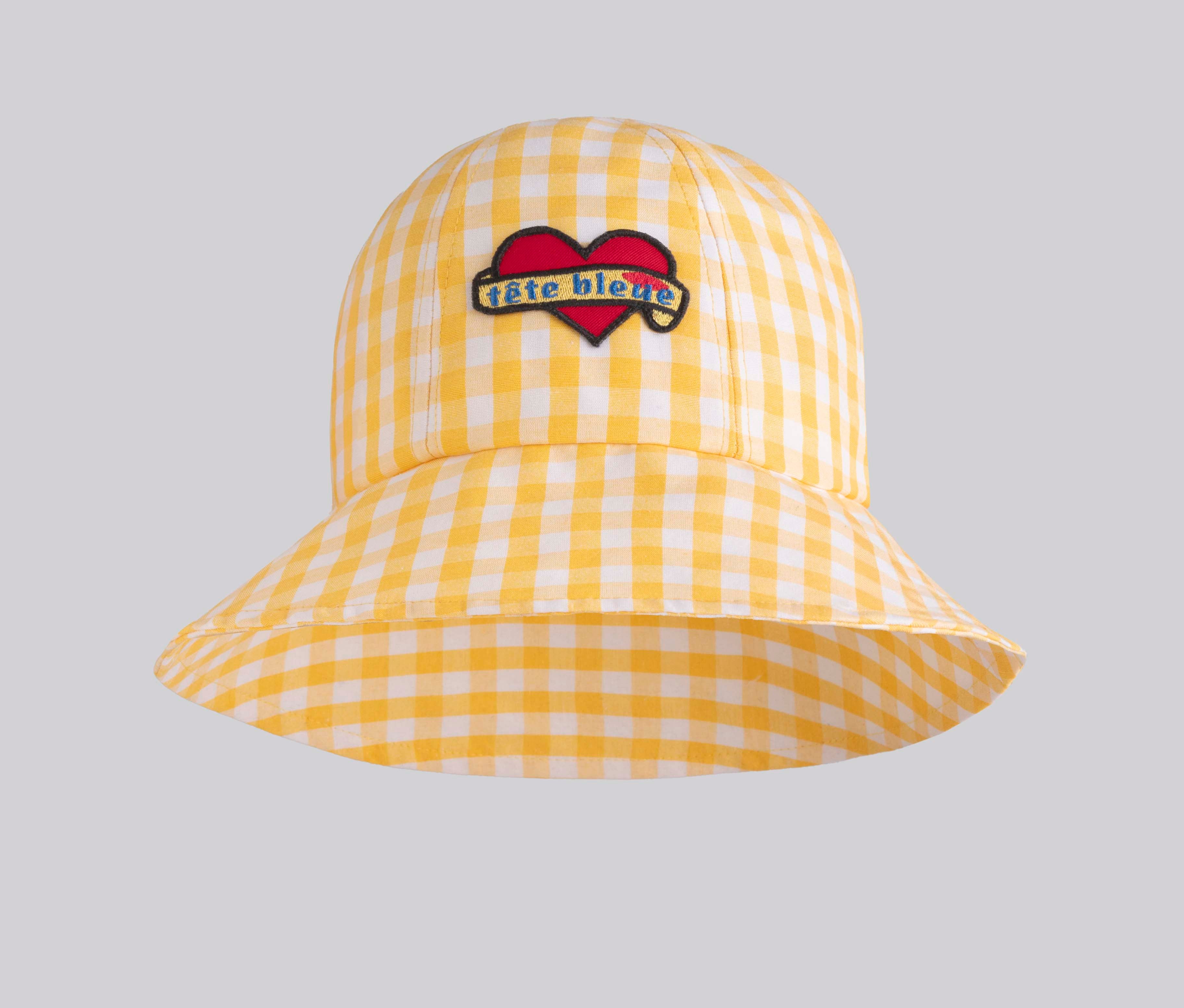 Bardot Heart-Patch Sun Hat | Yellow Vichy