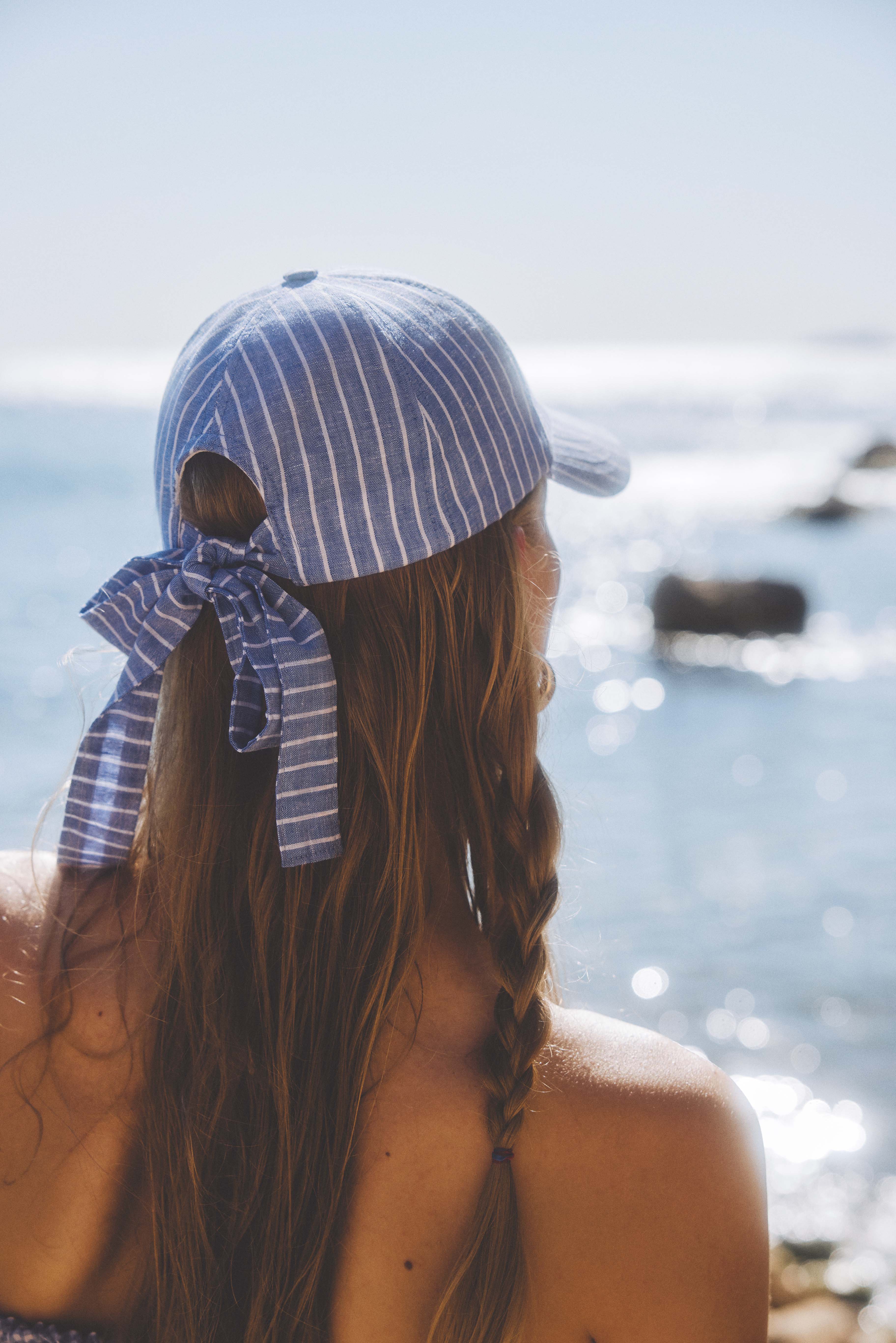 Papillon Bow-Tie Linen Cap | Light Blue